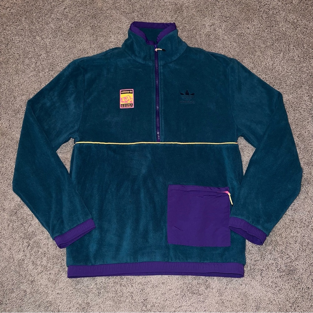 Men’s Adidas Originals Adiplore Polar Top Fleece Blue Purple Size Small